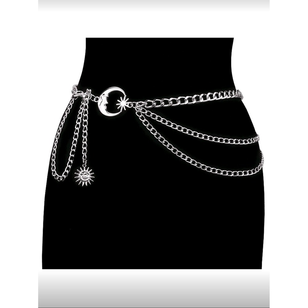 Celestial Moon Sun Layered‎ Chain Belt Waist Jewelry For Women 40  inches